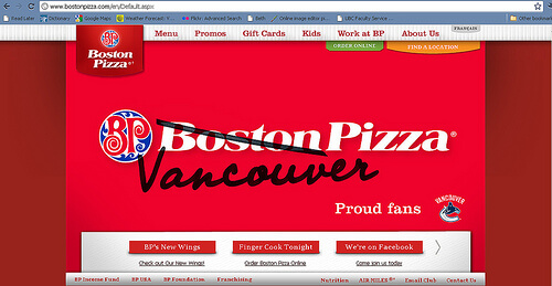 boston pizza changes to vancouver pizza